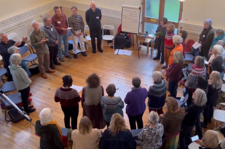 Harmony singing in the Dent Meditation Centre